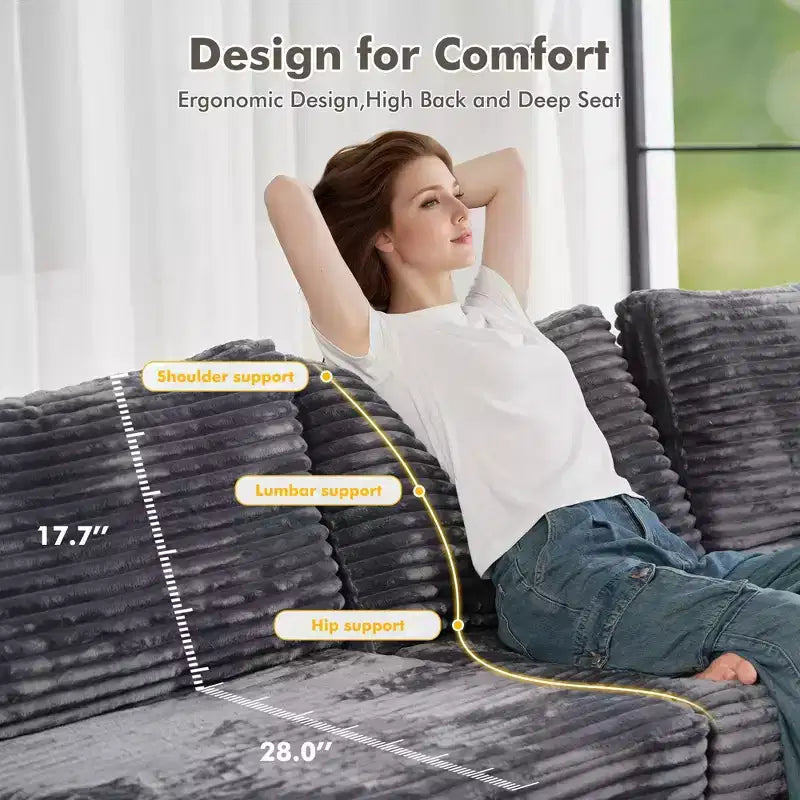 Divano componibile di lusso HOMLUX, divano a nuvola oversize per soggiorno, divano letto convertibile imbottito con seduta profonda e chaise longue.