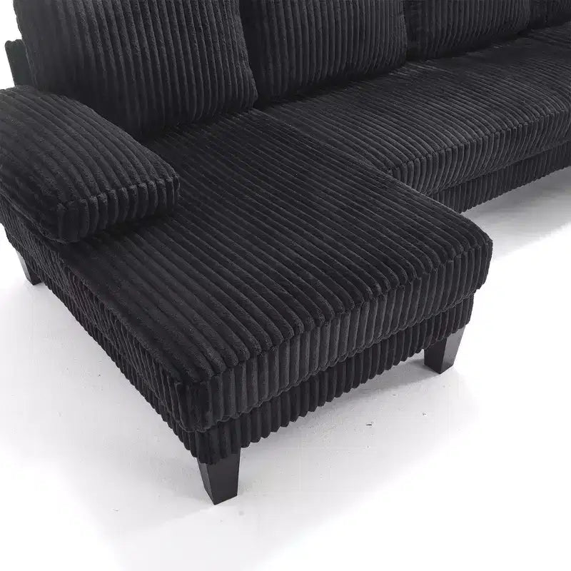 Divano Sezionale a U in Corduroy Homy Casa con Doppia Chaise Longue, Divano a 4 Posti per Soggiorno