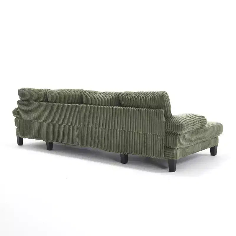 Divano Sezionale a U in Corduroy Homy Casa con Doppia Chaise Longue, Divano a 4 Posti per Soggiorno