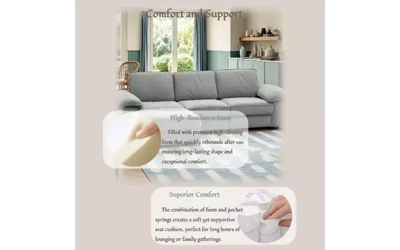 Divano componibile moderno a L in velluto a 4 posti convertibile Cleo 105,5'' di GDFStudio
