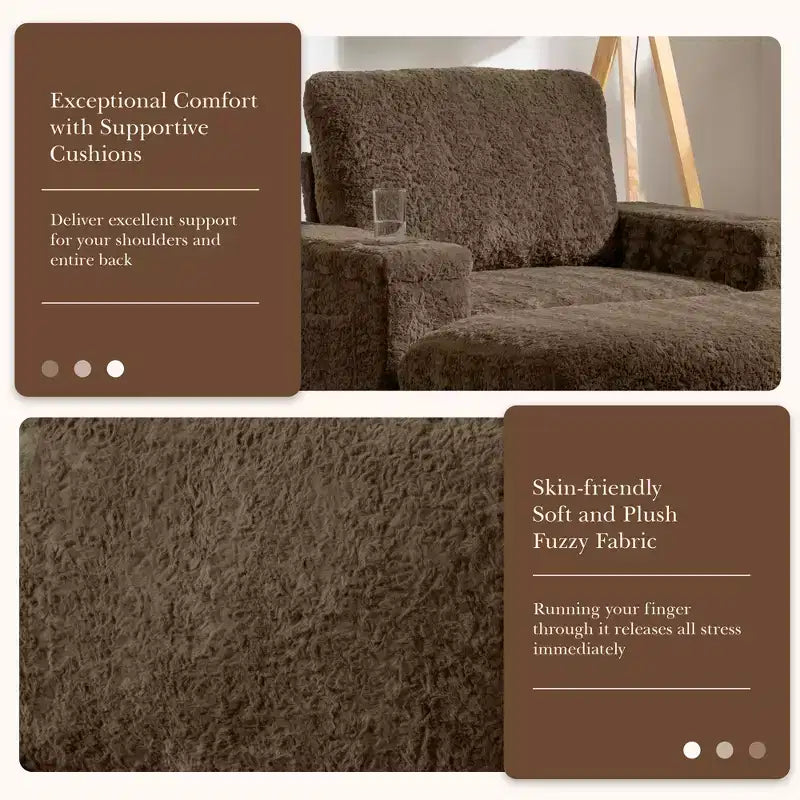 EHMKNP 42 Chaise longue oversize per interni, poltrona divano imbottita con seduta profonda e pouf contenitore