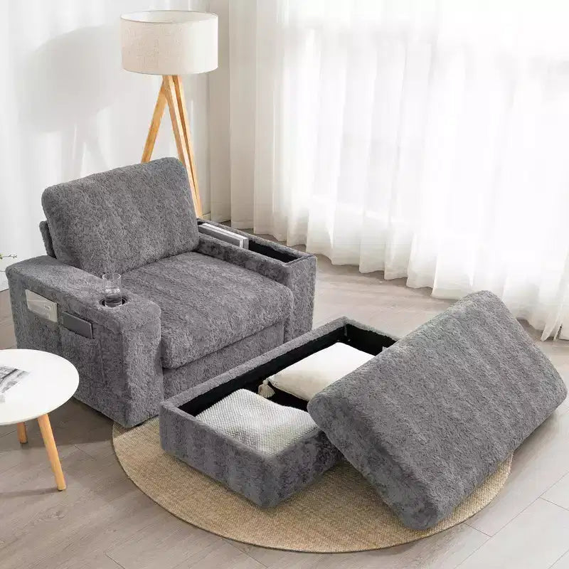 EHMKNP 42 Chaise longue oversize per interni, poltrona divano imbottita con seduta profonda e pouf contenitore