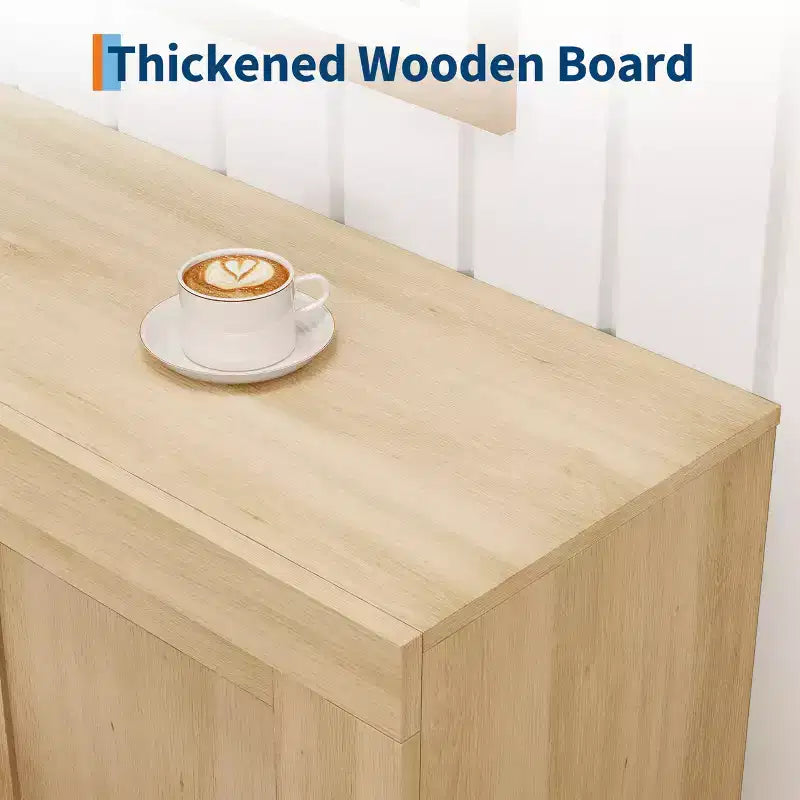 Credenza con Contenitore, Mobile Bar Moderno con 4 Ante in Legno, Tavolo da Buffet da Cucina per Sala da Pranzo, Porta TV per TV da 50-80 Pollici