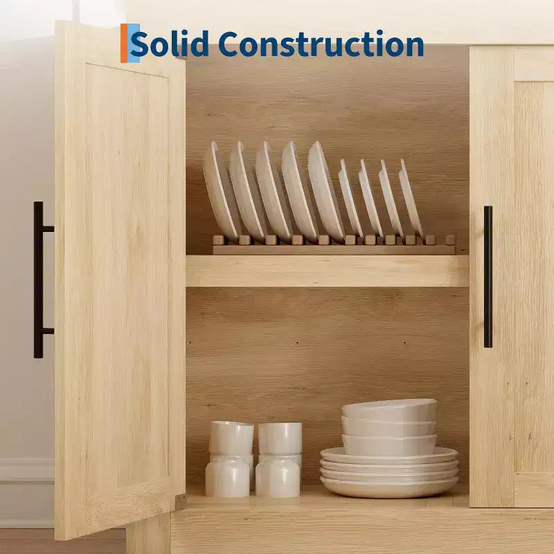 Credenza con Contenitore, Mobile Bar Moderno con 4 Ante in Legno, Tavolo da Buffet da Cucina per Sala da Pranzo, Porta TV per TV da 50-80 Pollici