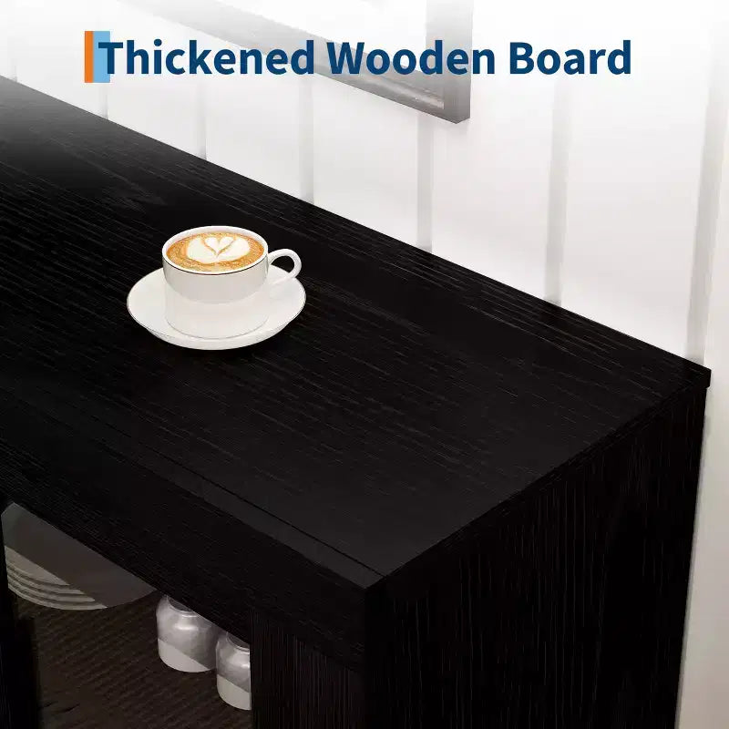 Credenza con Contenitore, Mobile Bar Moderno con 4 Ante in Legno, Tavolo da Buffet da Cucina per Sala da Pranzo, Porta TV per TV da 50-80 Pollici