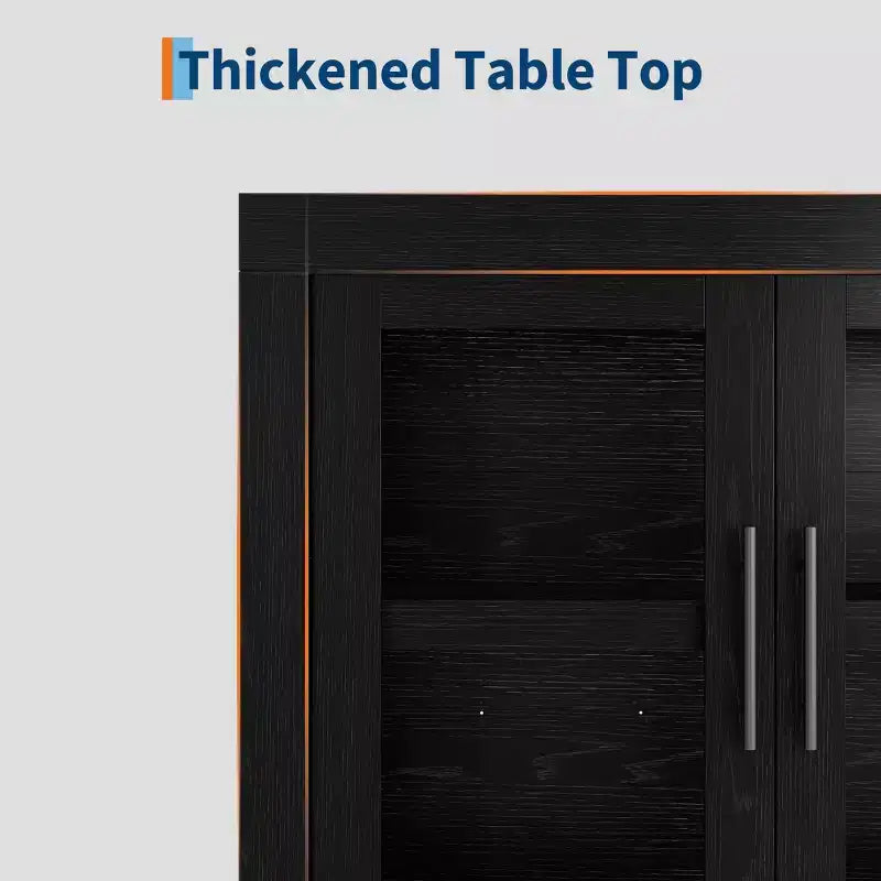 Credenza con Contenitore, Mobile Bar Moderno con 4 Ante in Legno, Tavolo da Buffet da Cucina per Sala da Pranzo, Porta TV per TV da 50-80 Pollici