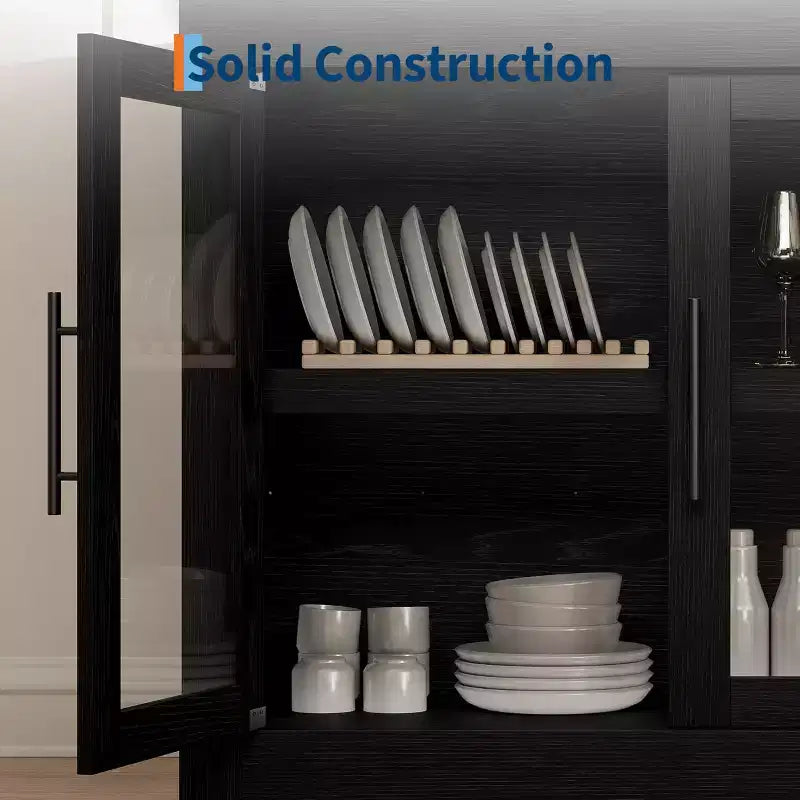 Credenza con Contenitore, Mobile Bar Moderno con 4 Ante in Legno, Tavolo da Buffet da Cucina per Sala da Pranzo, Porta TV per TV da 50-80 Pollici