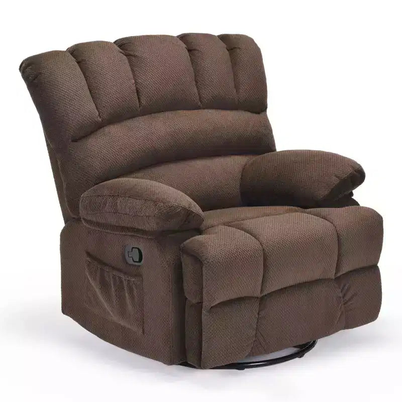 MAYEERTY Poltrona Reclinabile Girevole a Dondolo Oversize in Velluto, Color Cioccolato, per Adulti, Perfetta per il Soggiorno
