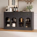 55 Inch Wide Sideboard Buffet Cabinet with 4 Acrylic Doors & 2 Drawers, Farmhouse Kitchen Storage Cabinet, Wooden Console Table for Home Office