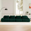 146 Modular Sectional Sofa Flannelette 4-Seater Deep Seat Buckle No Assembly Green