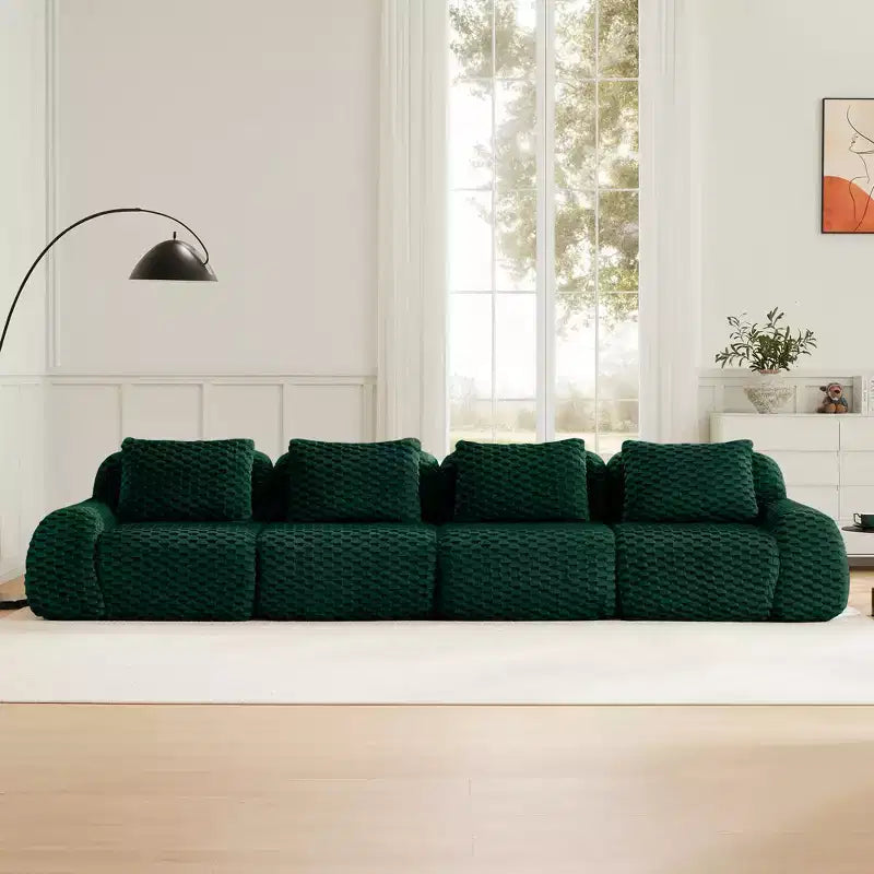 146 Modular Sectional Sofa Flannelette 4-Seater Deep Seat Buckle No Assembly Green