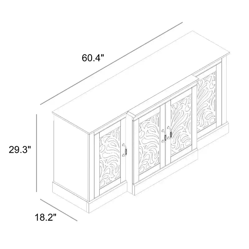 Credenza Galano con ante intagliate tradizionali in grigio 60.4 L 18.2 P 29.3 A