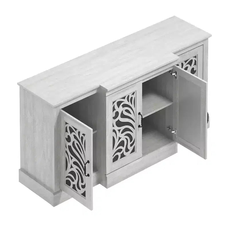 Credenza Galano con ante intagliate tradizionali in grigio 60.4 L 18.2 P 29.3 A