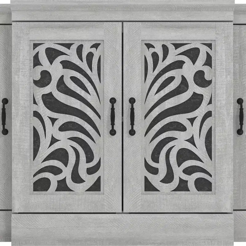 Credenza Galano con ante intagliate tradizionali in grigio 60.4 L 18.2 P 29.3 A
