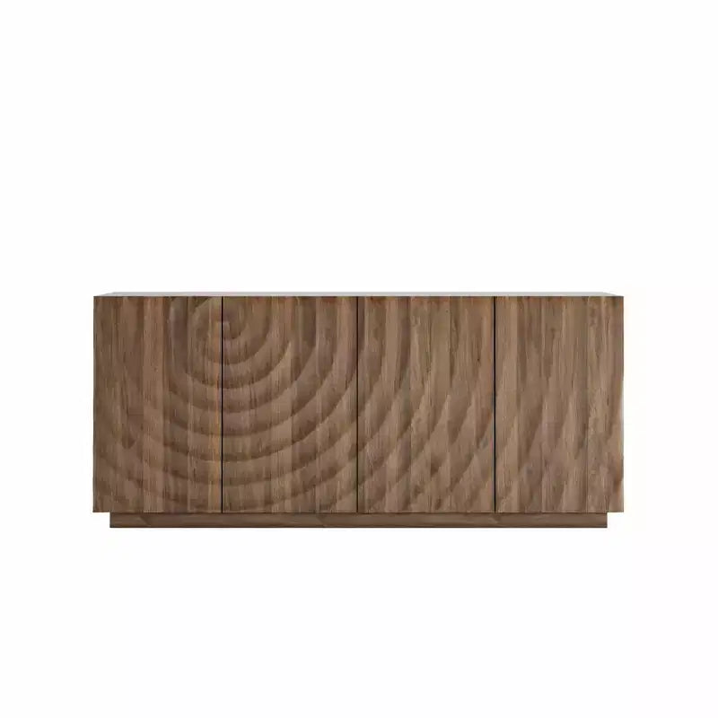 GDFStudio Grella Madia moderna con texture 3D da 59'' con 4 ante e 2 ripiani