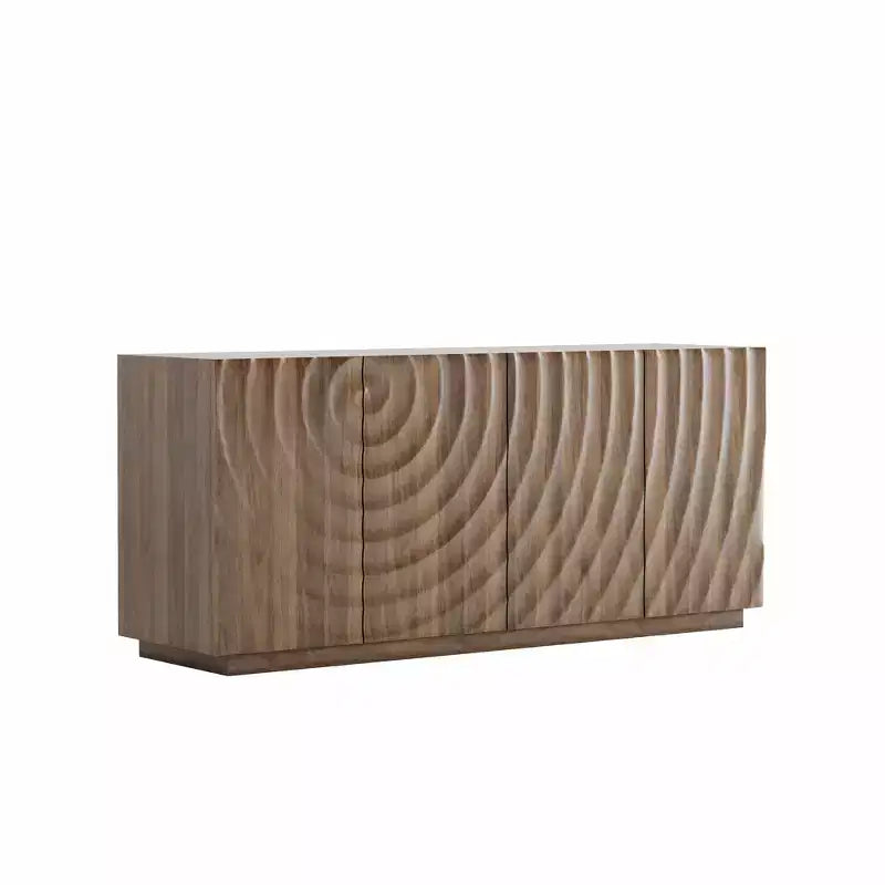 GDFStudio Grella Madia moderna con texture 3D da 59'' con 4 ante e 2 ripiani