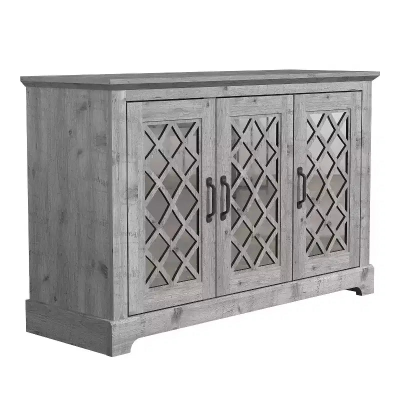 Credenza a 3 ante Galano con vano a giorno a specchio 116 cm L x 40 cm P x 74 cm H