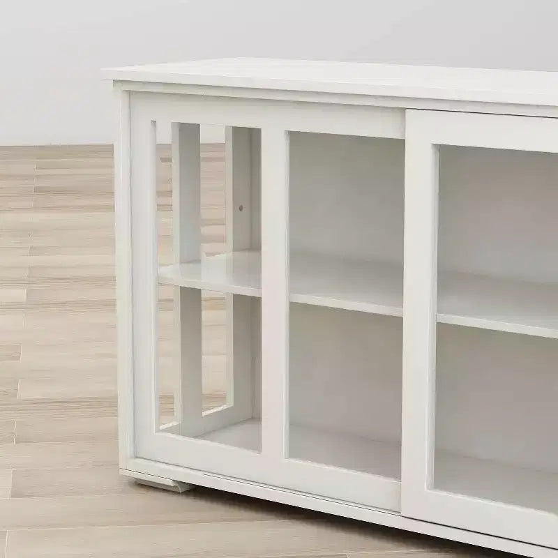 MAYEERTY Mobile da cucina bianco, Design con ante in vetro per esposizione e conservazione