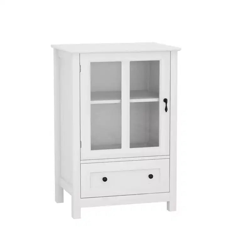 MAYEERTY Mobile Credenza con Vetrina, Anta Singola in Vetro con Maniglia a Campana Unica per la Casa