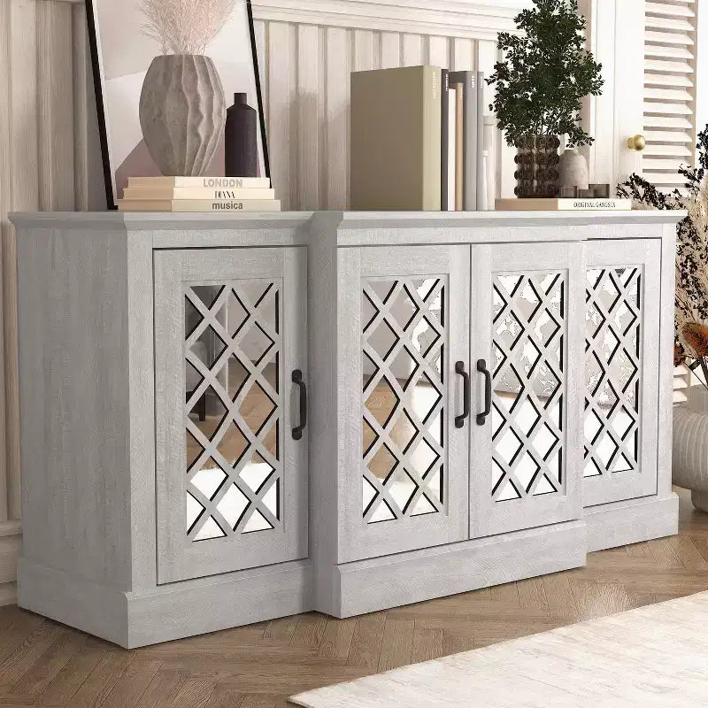 Credenza Galano a 4 ante con ante a specchio intagliate 60,4 L 18,2 P 29,3 H
