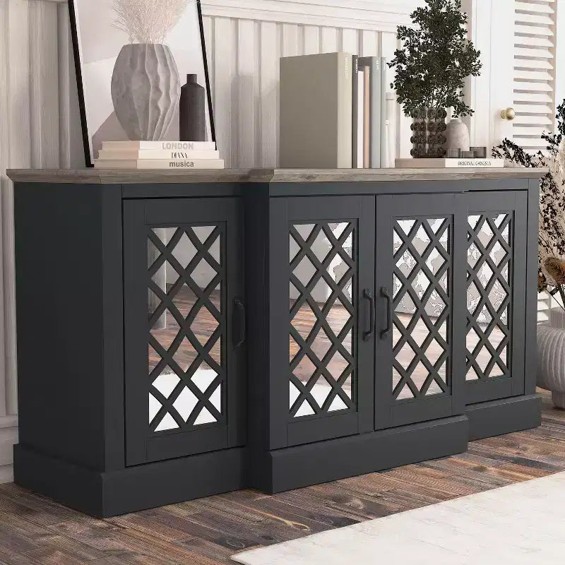 Credenza Galano a 4 ante con ante a specchio intagliate 60,4 L 18,2 P 29,3 H
