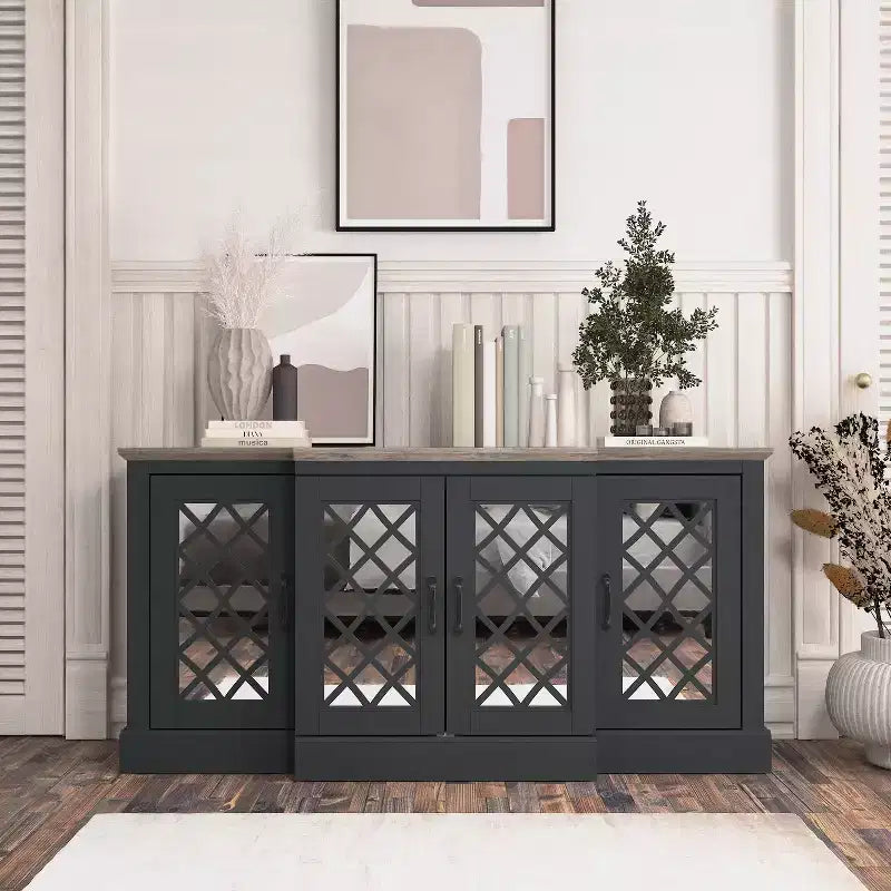 Credenza Galano a 4 ante con ante a specchio intagliate 60,4 L 18,2 P 29,3 H