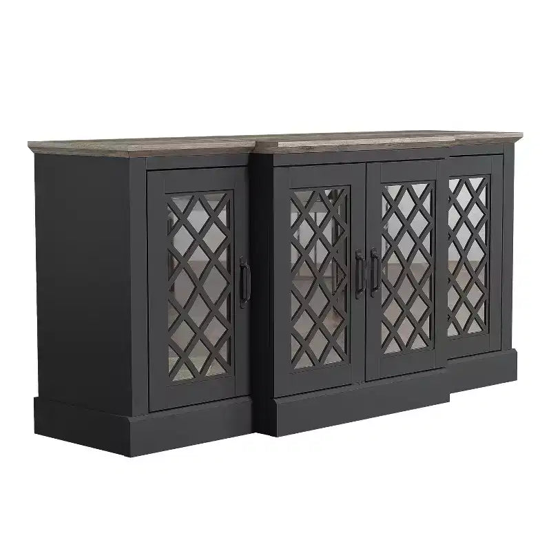 Credenza Galano a 4 ante con ante a specchio intagliate 60,4 L 18,2 P 29,3 H