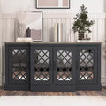 Galano 4-Door Accent Sideboard with Mirrored Cut-Out Doors 60.4 W  18.2 D  29.3 H