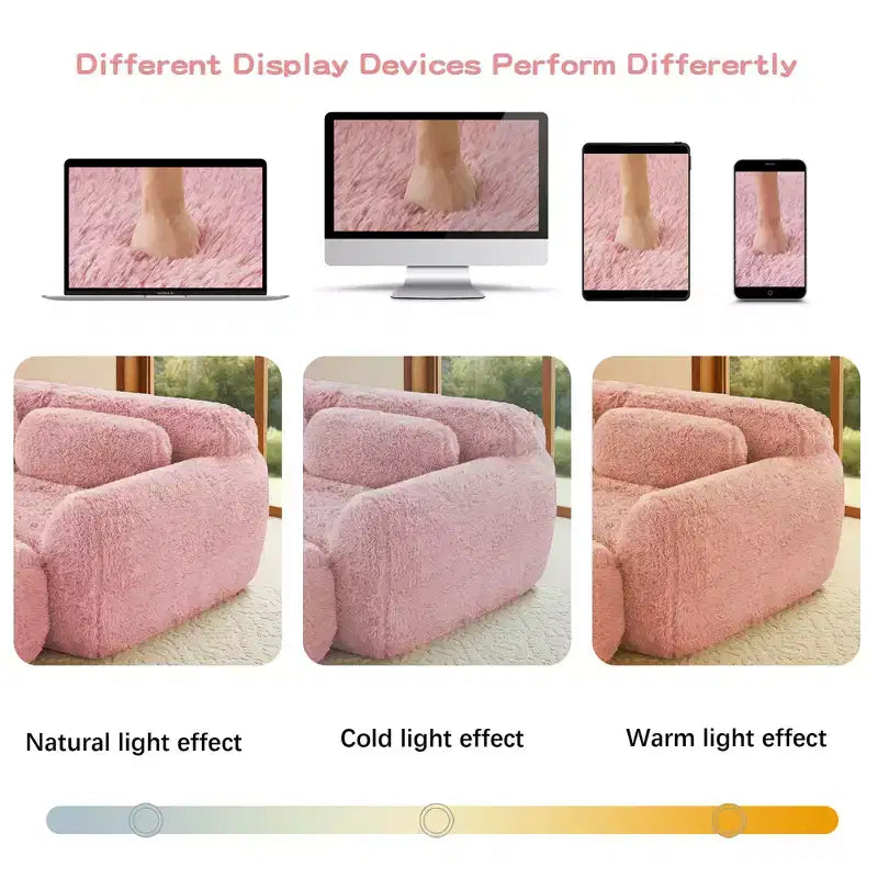 Divano Sezionale Modulare a 2 Posti Rosa da 80,3 Pollici con Cuscini Decorativi e Spugna ad Alta Densità 32D per Soggiorni