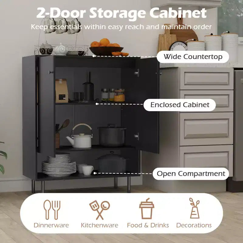 Costway Mobile Credenza da Cucina con 2 Ante e Ripiano Regolabile