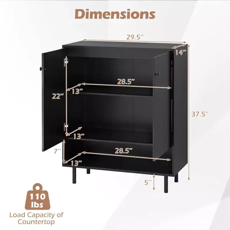 Costway Mobile Credenza da Cucina con 2 Ante e Ripiano Regolabile