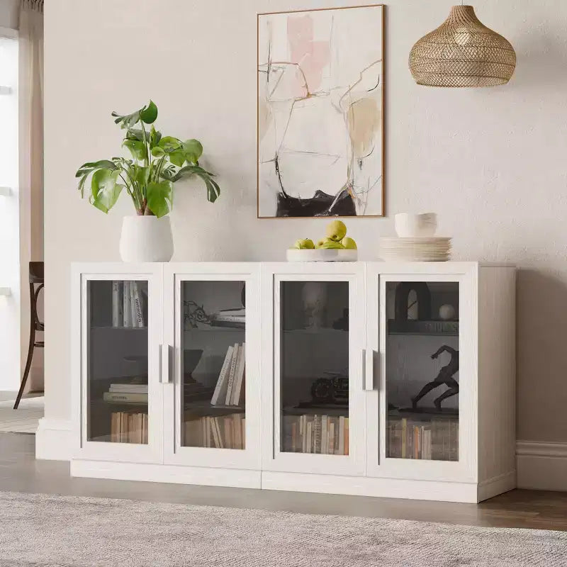 Dovelina Adjustable Hinges Cable Management! Black Sideboard Solves Storage Pain Points