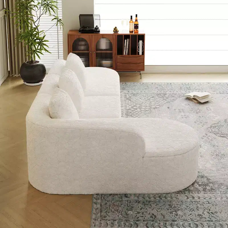 Divano curvo modulare a L in tessuto Lenhart di GDFStudio con chaise longue extra larga