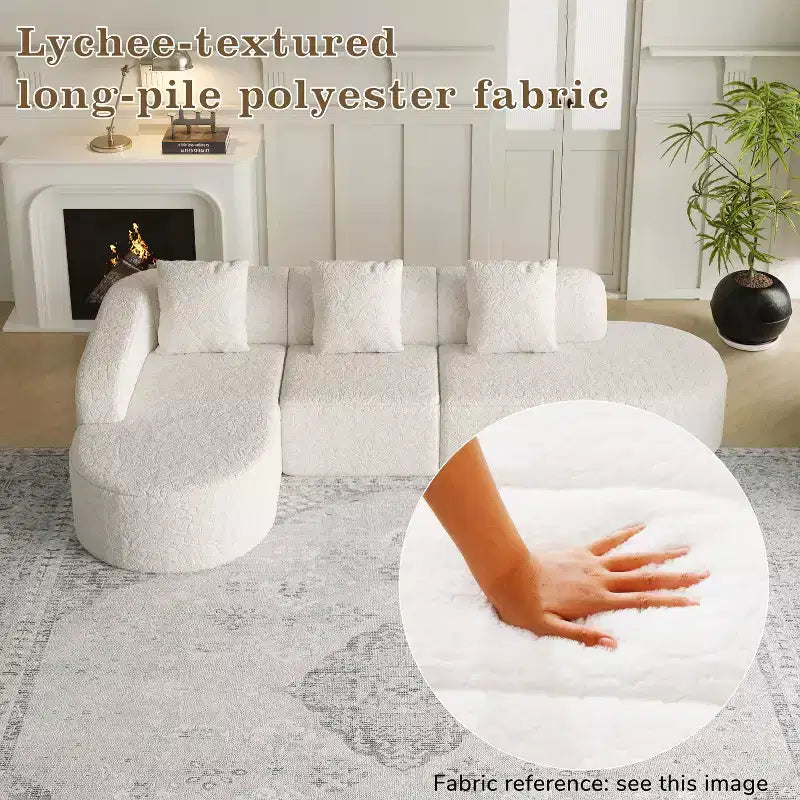 Divano curvo modulare a L in tessuto Lenhart di GDFStudio con chaise longue extra larga