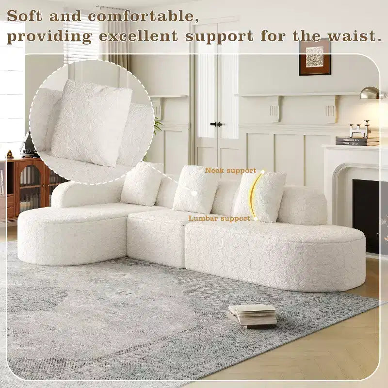 Divano curvo modulare a L in tessuto Lenhart di GDFStudio con chaise longue extra larga
