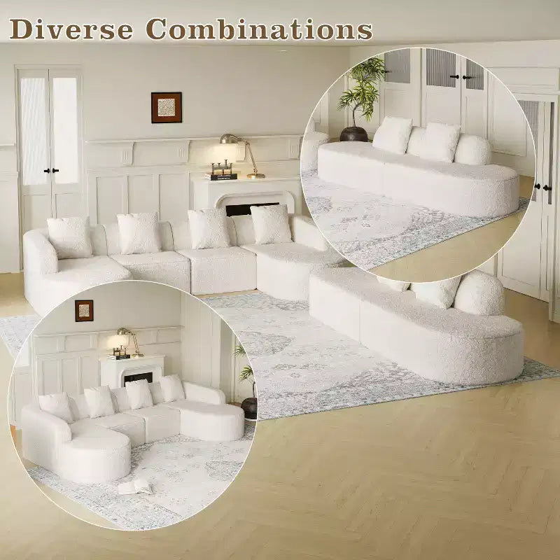 Divano curvo modulare a L in tessuto Lenhart di GDFStudio con chaise longue extra larga