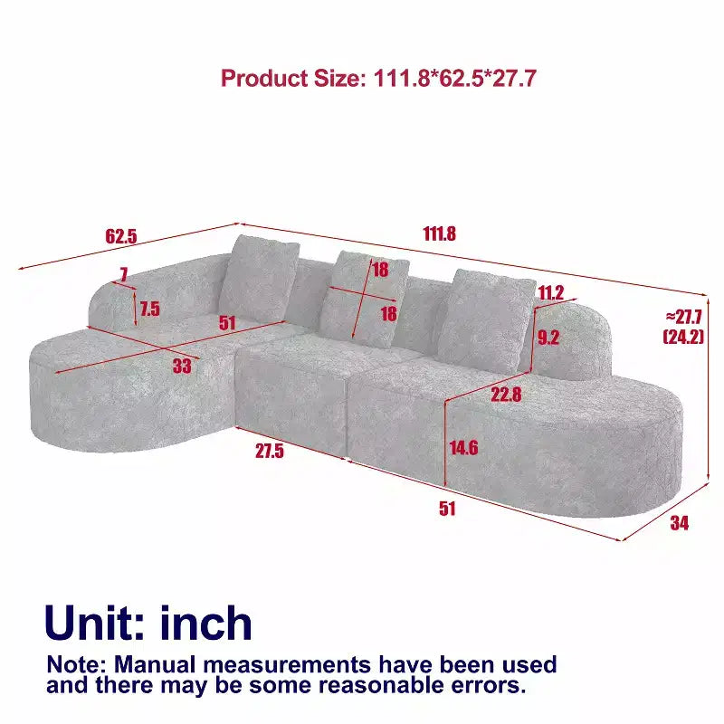 Divano curvo modulare a L in tessuto Lenhart di GDFStudio con chaise longue extra larga
