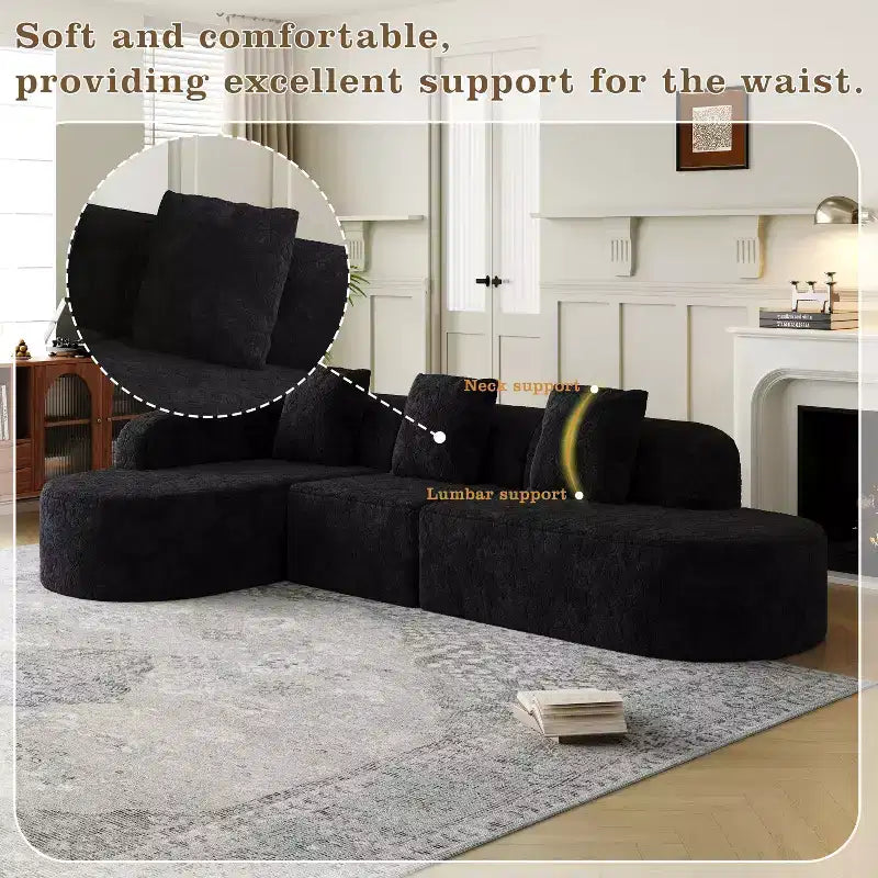 Divano curvo modulare a L in tessuto Lenhart di GDFStudio con chaise longue extra larga