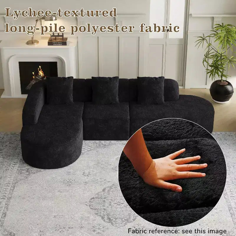 Divano curvo modulare a L in tessuto Lenhart di GDFStudio con chaise longue extra larga