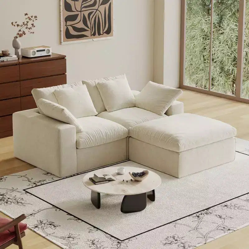 Swtroom 79L-Shaped Boneless Cloud Modular Sectional Sofa, 35D High-Density Foam with Extra-Wide Armrests, Compression Sectional Couches