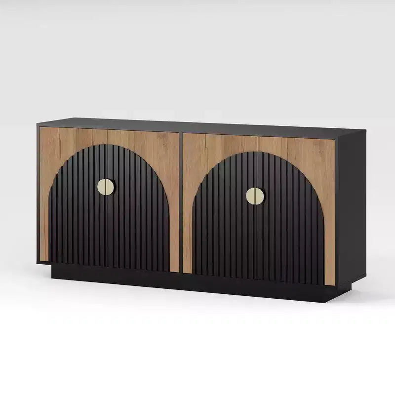 Mobile credenza moderno da 63 pollici in stile fattoria con ante scanalate e spazio contenitivo - Credenza contenitore per sala da pranzo, mobile bar e tavolo consolle per enoteca