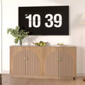 63 Modern Farmhouse Sideboard Buffet Cabinet with Storage and Fluted Doors - Storage Sideboard for Dining Room, Coffee Bar & Wine Bar Console Table
