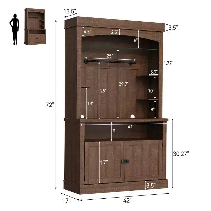 Mobile bar da caffè con luci a LED Mobile da buffet alto 182 cm con contenitore