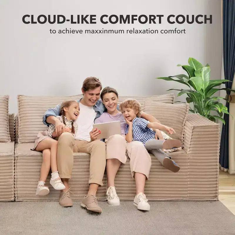 Divano Sezionale Modulare 141 con Pouf - Senza Montaggio, Confezione Sottovuoto, Memory Foam Ultra Morbido, Divano Convertibile per Soggiorno