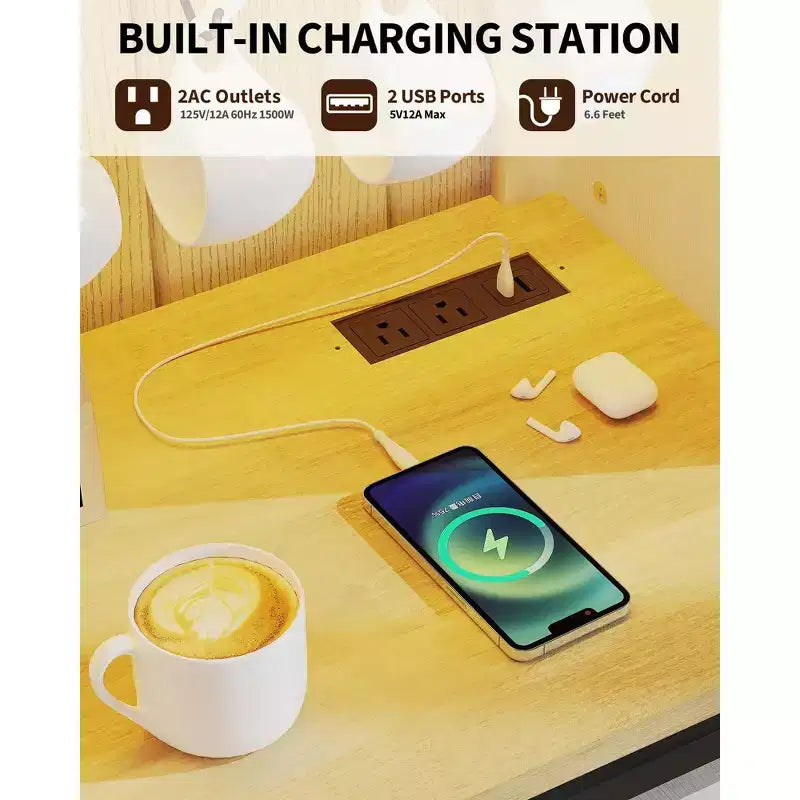 Mobile credenza da caffè da 140 cm stile coloniale con luci - Grande buffet con ante scorrevoli, portabottiglie, ripiani regolabili per cucina, sala da pranzo