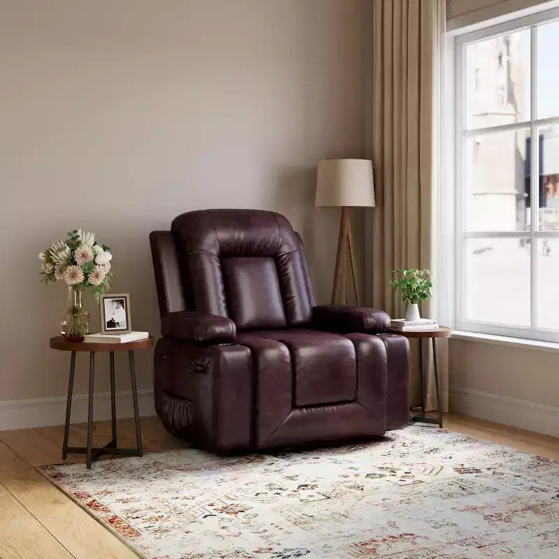 Fauteuil inclinable releveur électrique - Chaleur et massage pour personnes âgées et à mobilité réduite, dossier et jambes réglables, fauteuil releveur robuste pour seniors