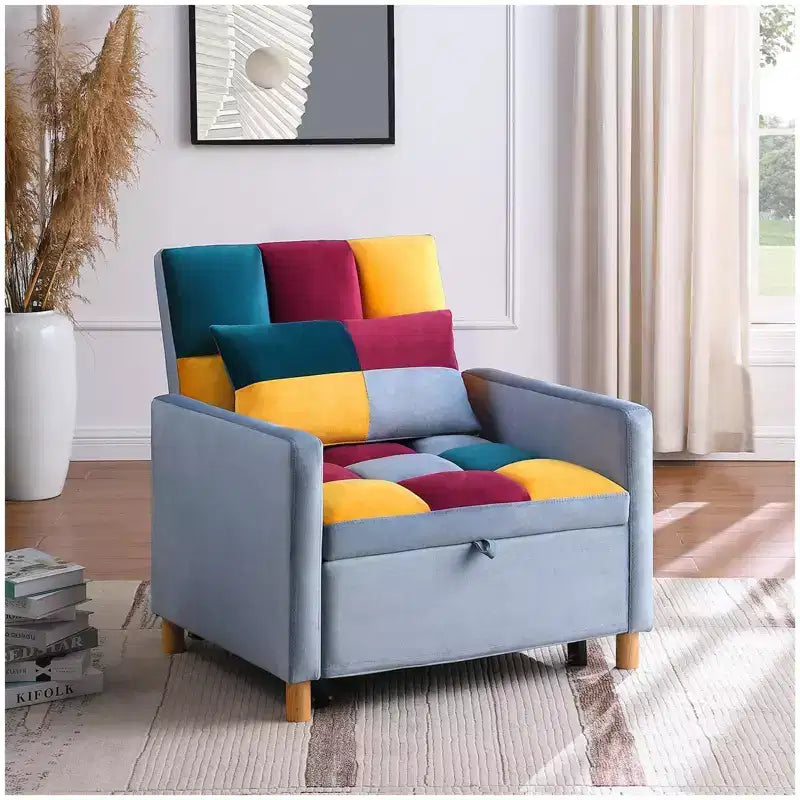 Fauteuil convertible avec oreiller – Canapé-lit simple 3-en-1 pour salon, chambre à coucher