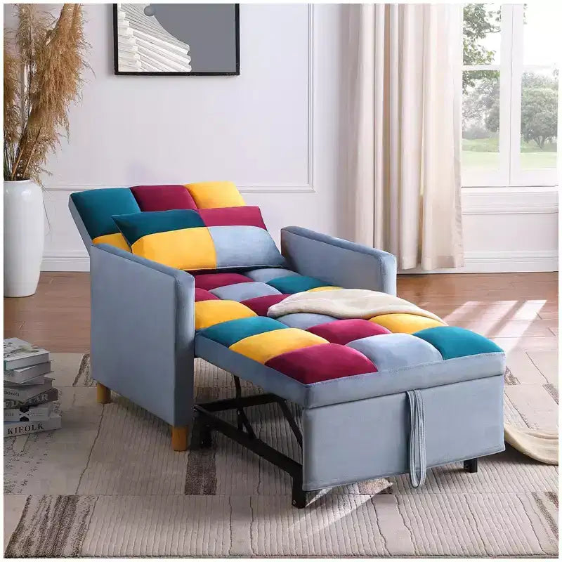 Fauteuil convertible avec oreiller – Canapé-lit simple 3-en-1 pour salon, chambre à coucher