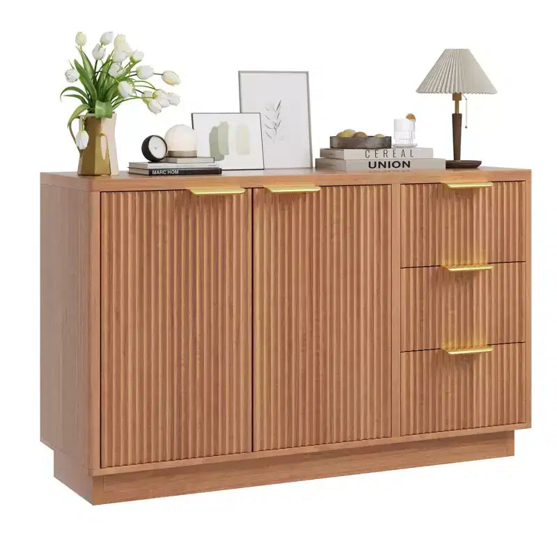 Bahut moderne de 120 cm avec rangement, armoire de cuisine compacte en bois avec 3 tiroirs et étagère, table de buffet pour salle à manger ou salon