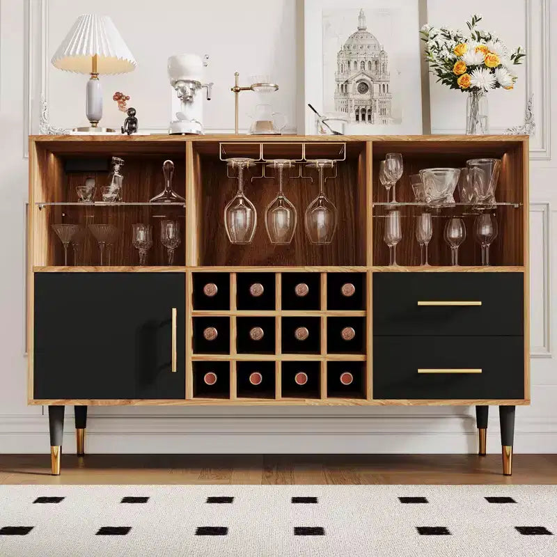 Mobiletto da caffè per agriturismo da 47 pollici, mobile bar indipendente con portabottiglie, credenza in legno, mobiletto moderno per liquori
